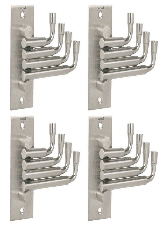 DOCOSS -Flexible 4 Pin Bathroom Hooks Cloth Hanger Wall Hook Door Robe Hooks for Hanging Keys,Clothes,Towel Steel Hook (Pack of 4, Silver) - Image 1